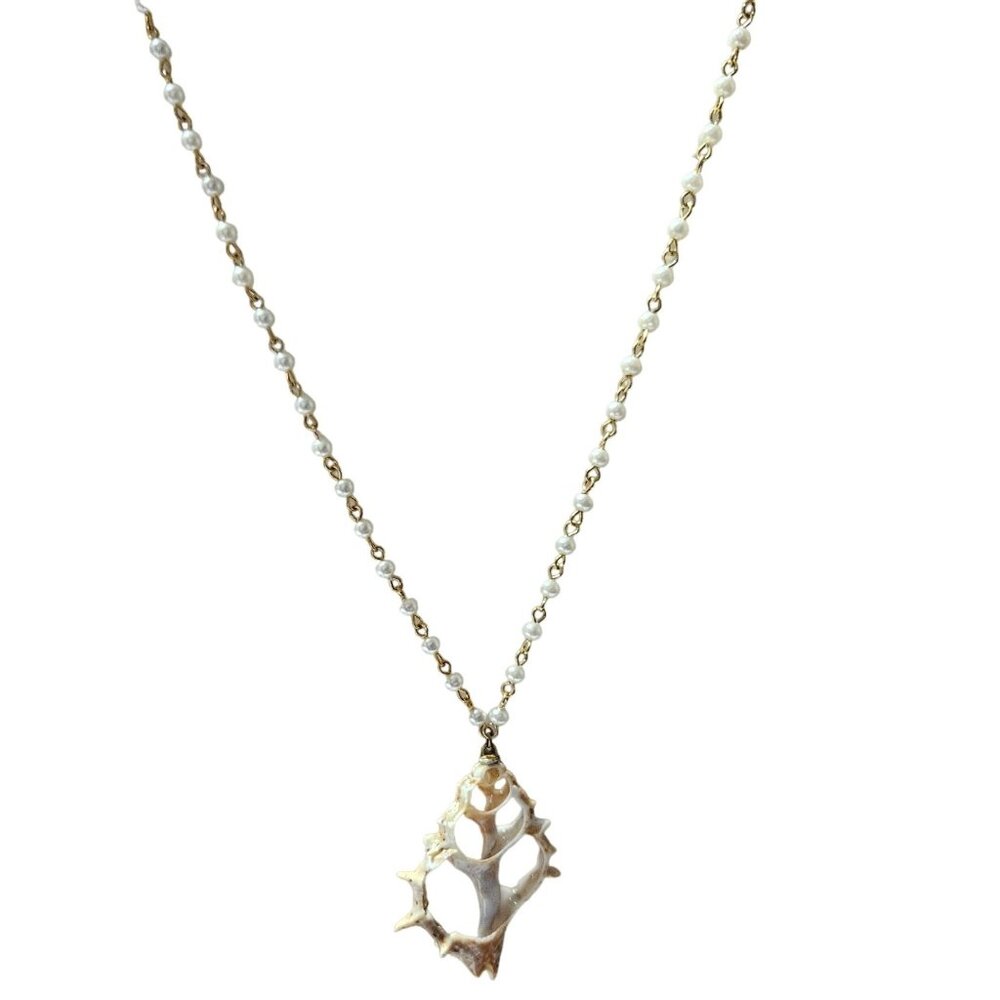 Beach Core Boho Seashell Pendant Faux Pearl Chain Necklace Fashion Jewelry Women